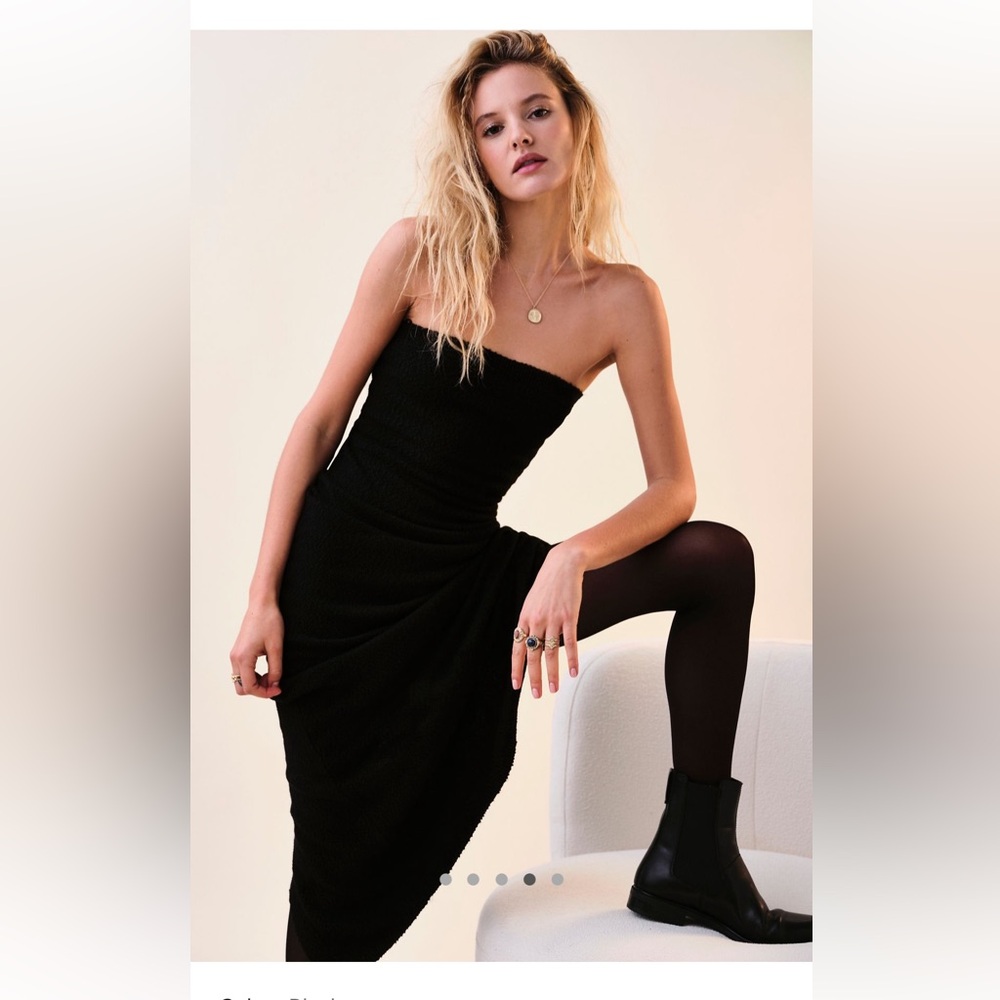 FREE PEOPLE Rio Sweater Maxi Strapless Dress, Size Medium, Black - Picture 8 of 9